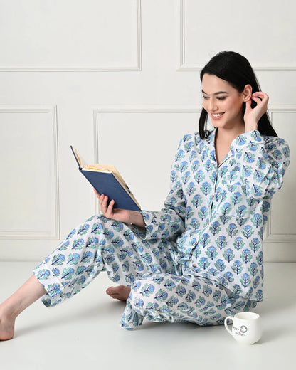 Minty White Meadow Pajamas | Singhvis
