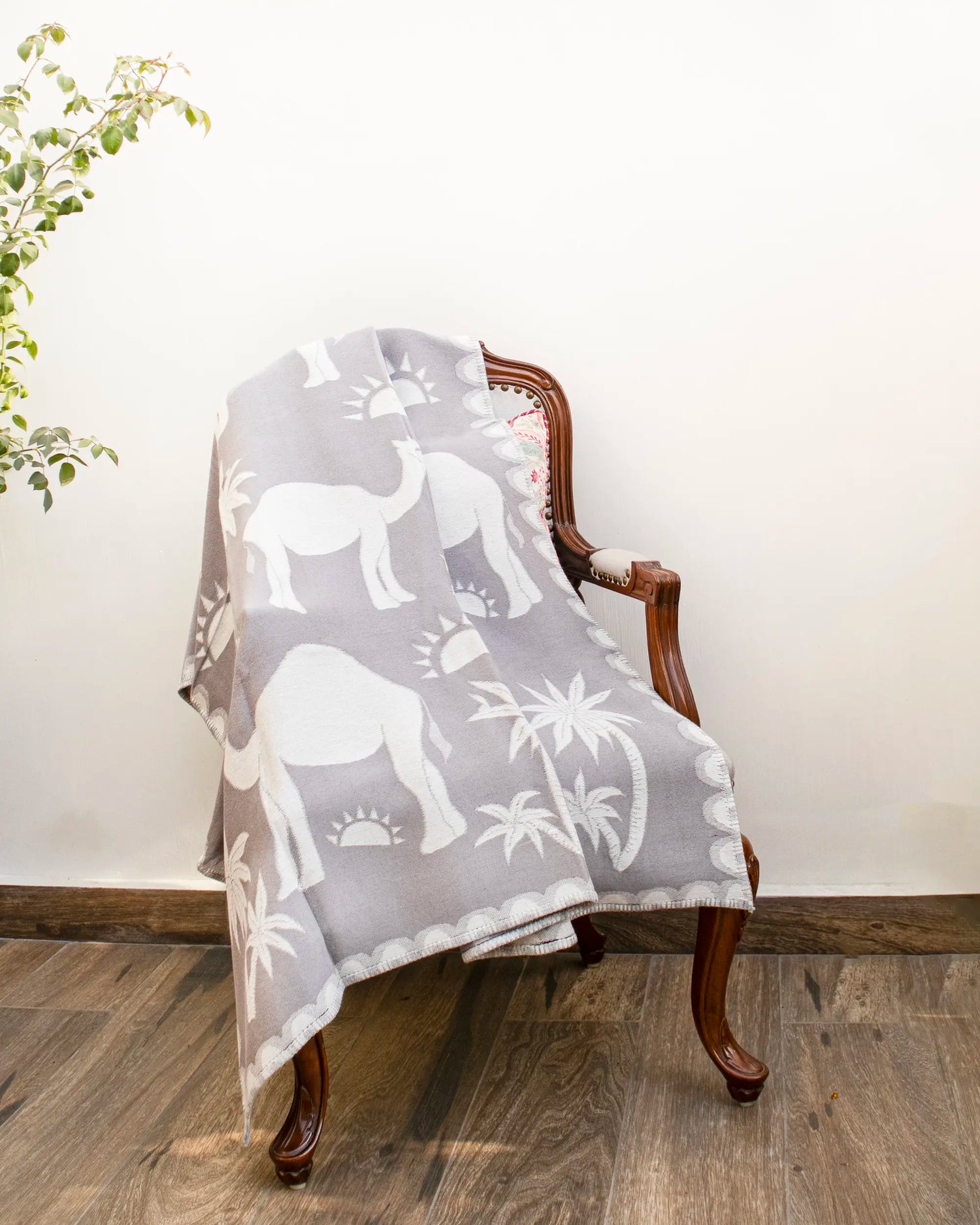 Misty Camel Cotton &amp; Wool Throw