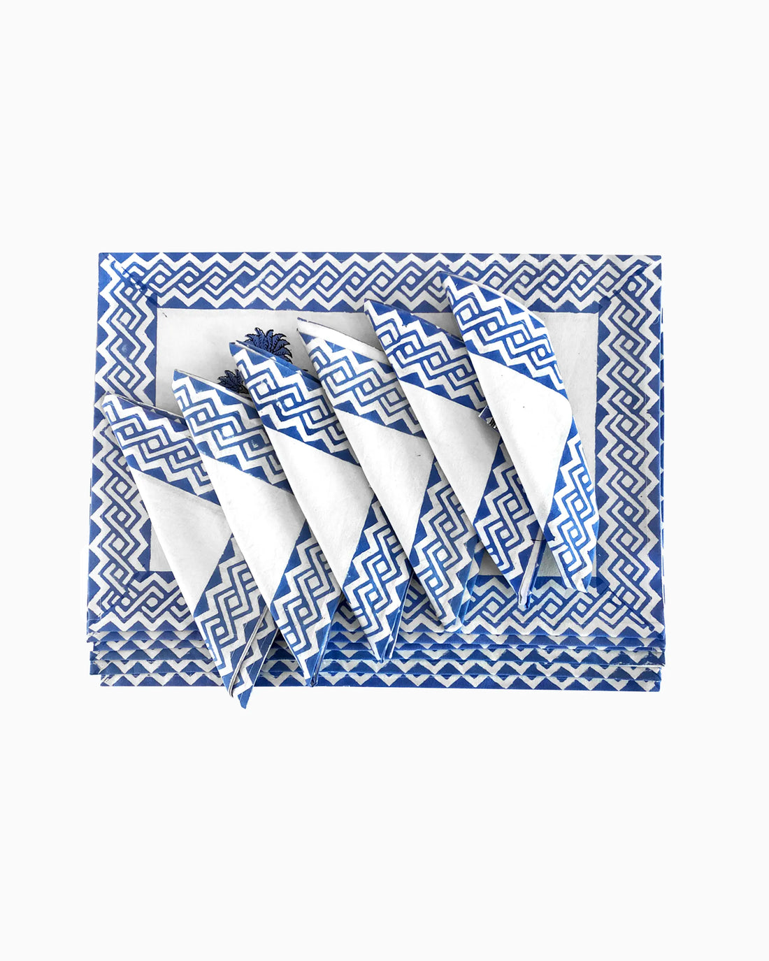 Oxford Placemats &amp; Napkins (Set of 12) Blue | Singhvis