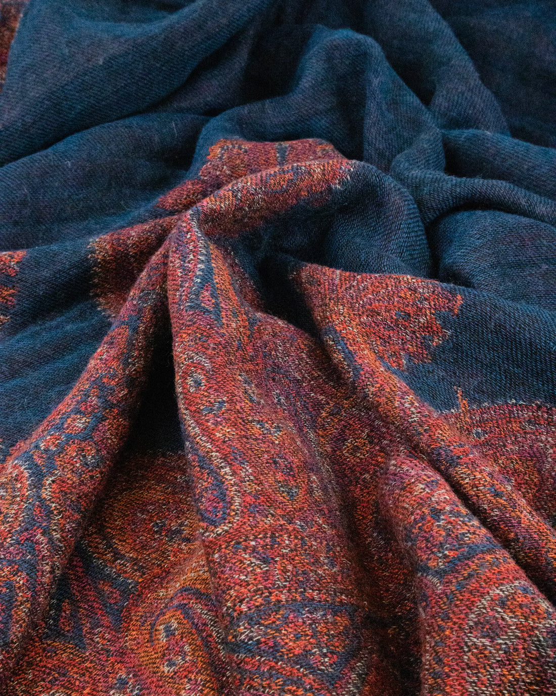 Sapphire Paisley Wool Throw | Singhvis