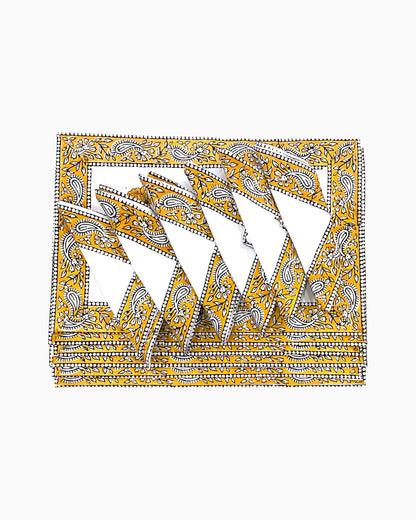 Waterlily Placemats &amp; Napkins (Set of 12) Yellow | Singhvis