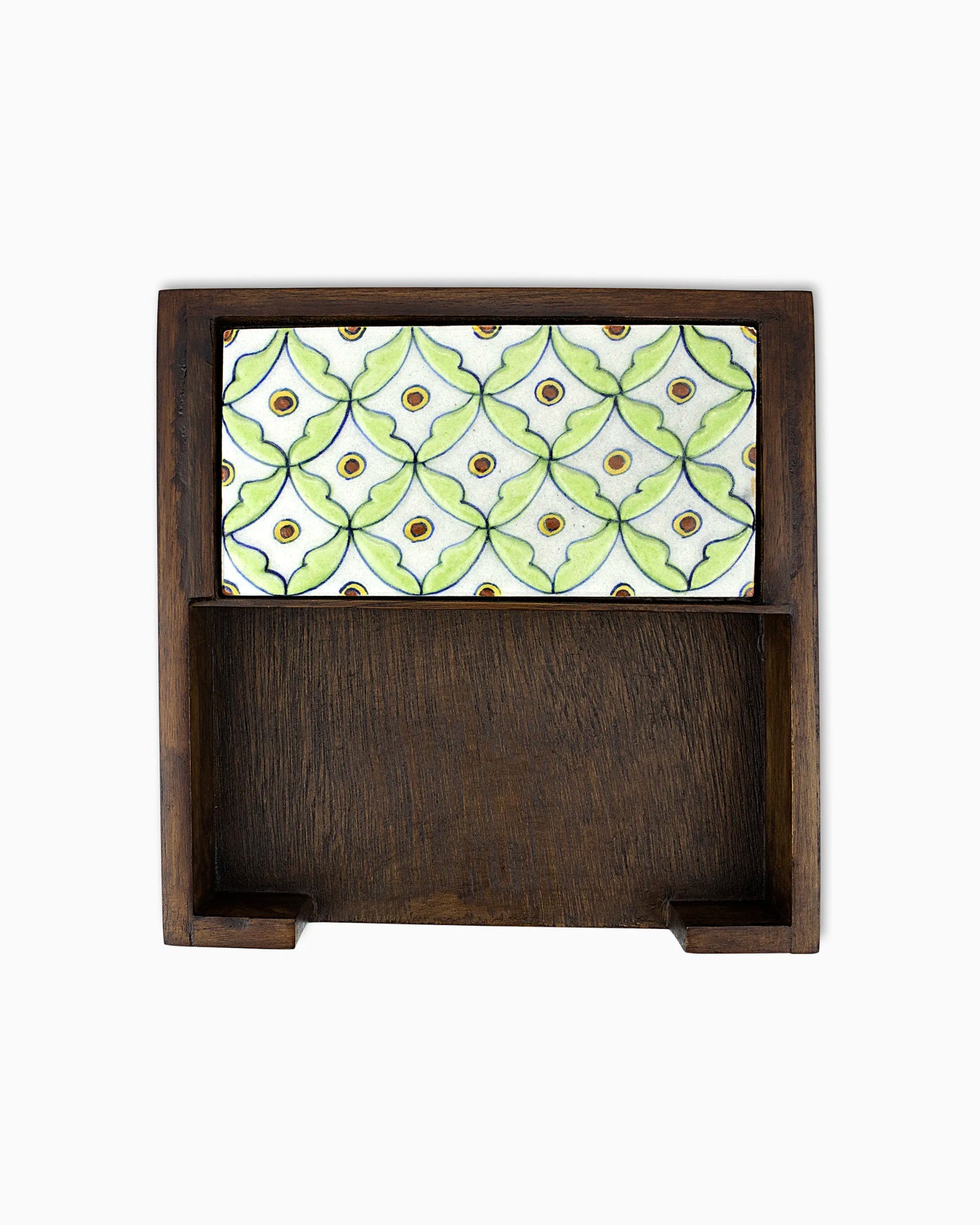 Wooden Napkin Holder with Ceramic Tile