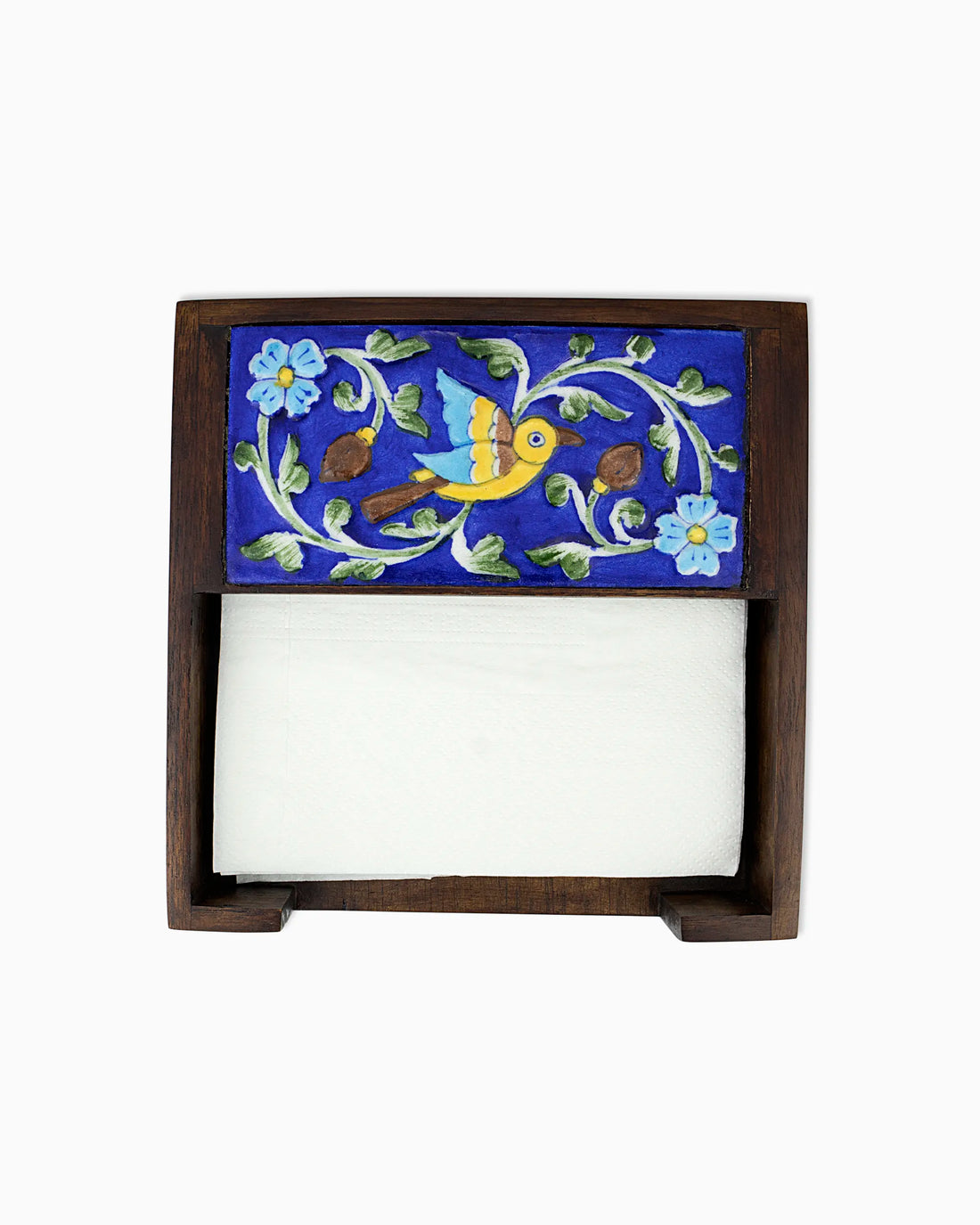 Wooden Napkin Holder with Ceramic Tile Blue | Singhvis