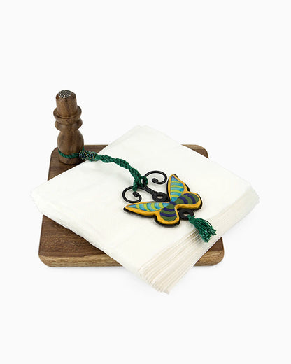 Wooden Napkin Holder with Ceramic Tile Stopper (Set of 2) Green | Singhvis
