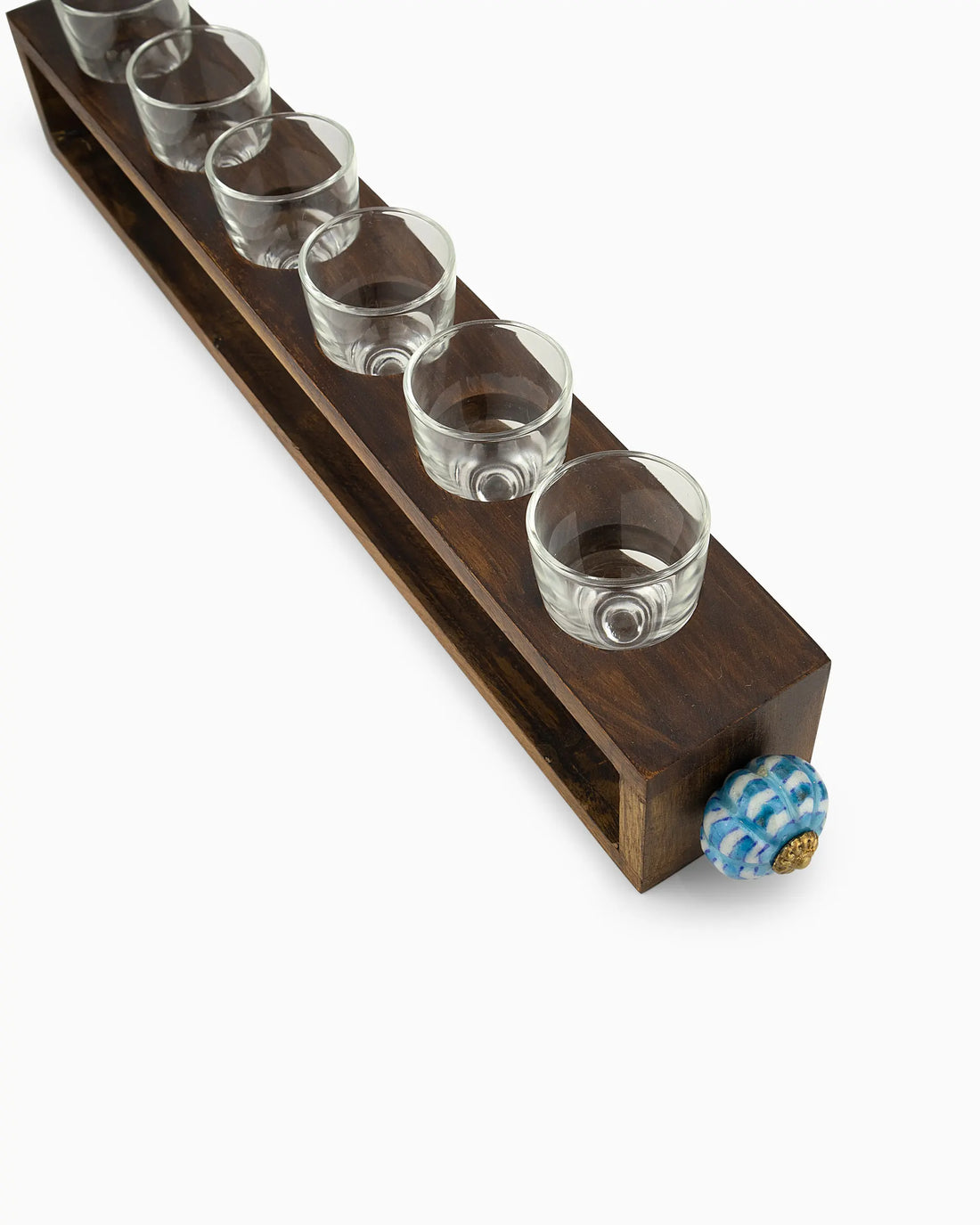 Wooden Stand with 6 Shot Glasses