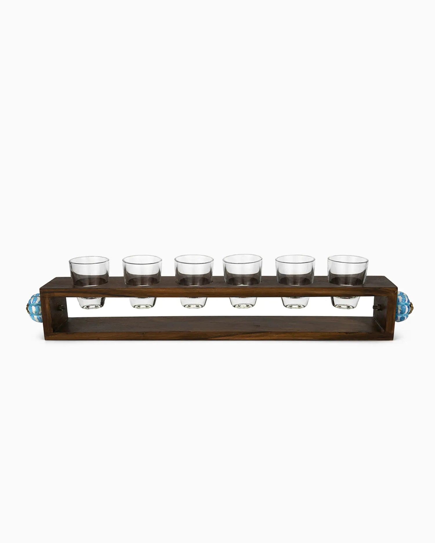 Wooden Stand with 6 Shot Glasses