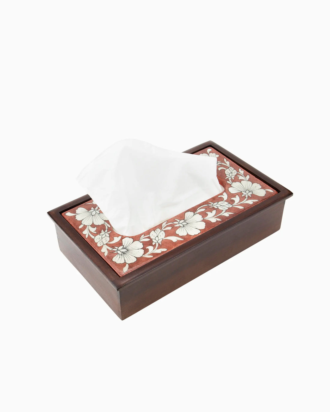 Wooden Tissue Box Holder with Ceramic Tile