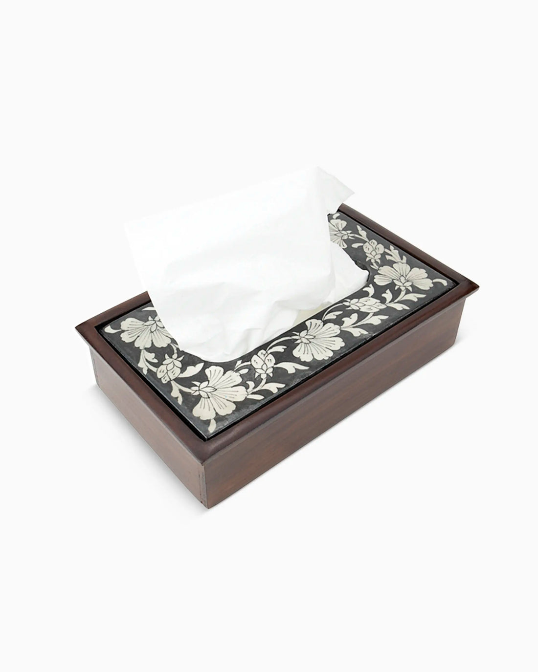 Wooden Tissue Box Holder with Ceramic Tile