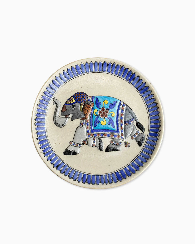 Ceramic Elephant Embossed Wall Décor Plate