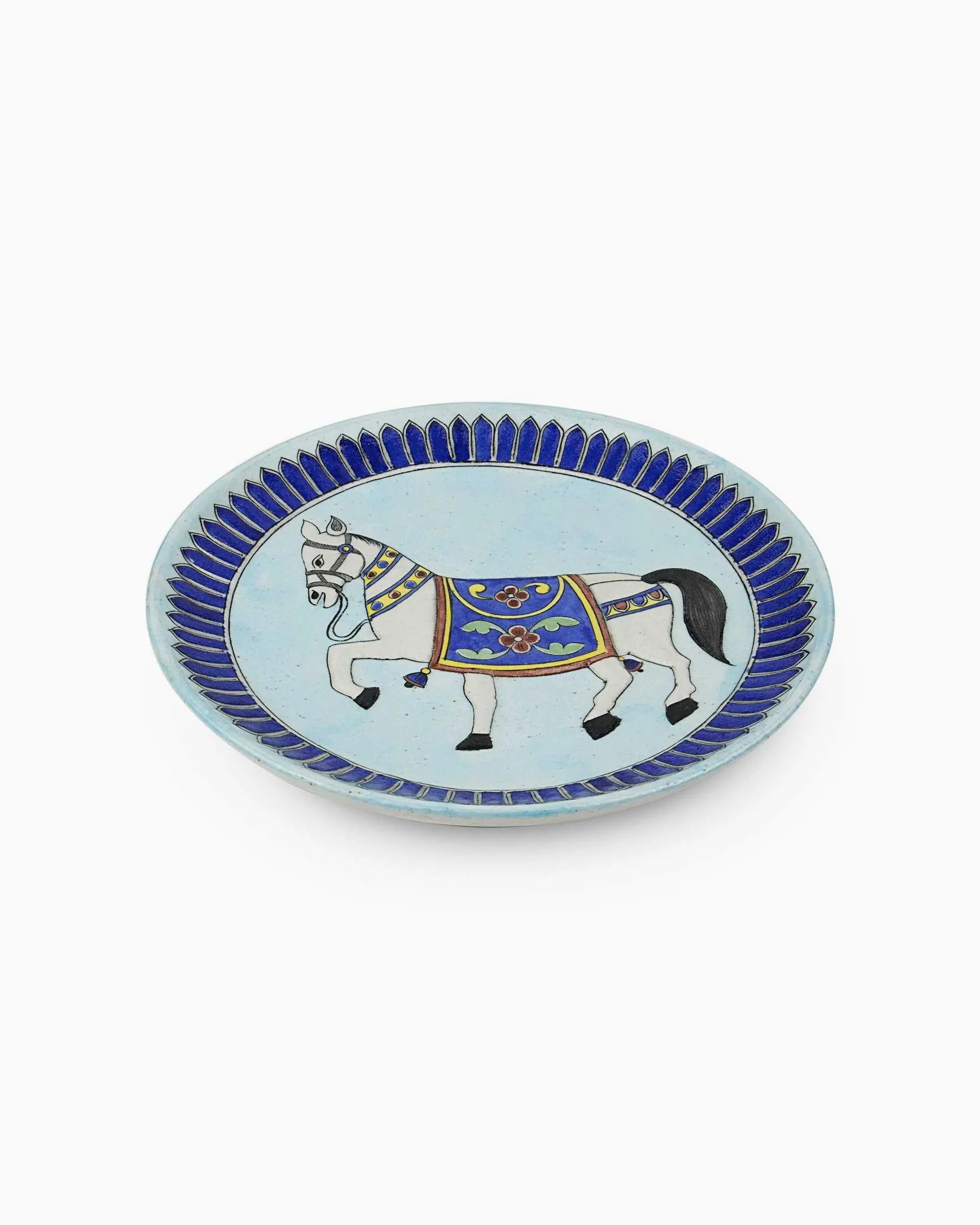 Ceramic Horse Embossed Wall Décor Plate