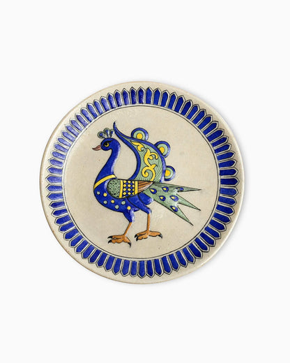 Ceramic Peacock Embossed Wall Décor Plate
