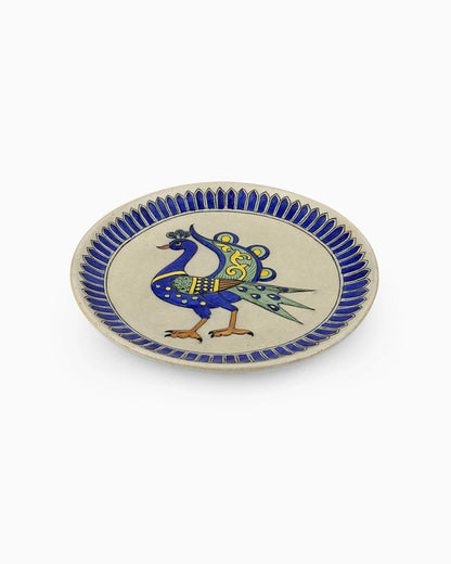 Ceramic Peacock Embossed Wall Décor Plate