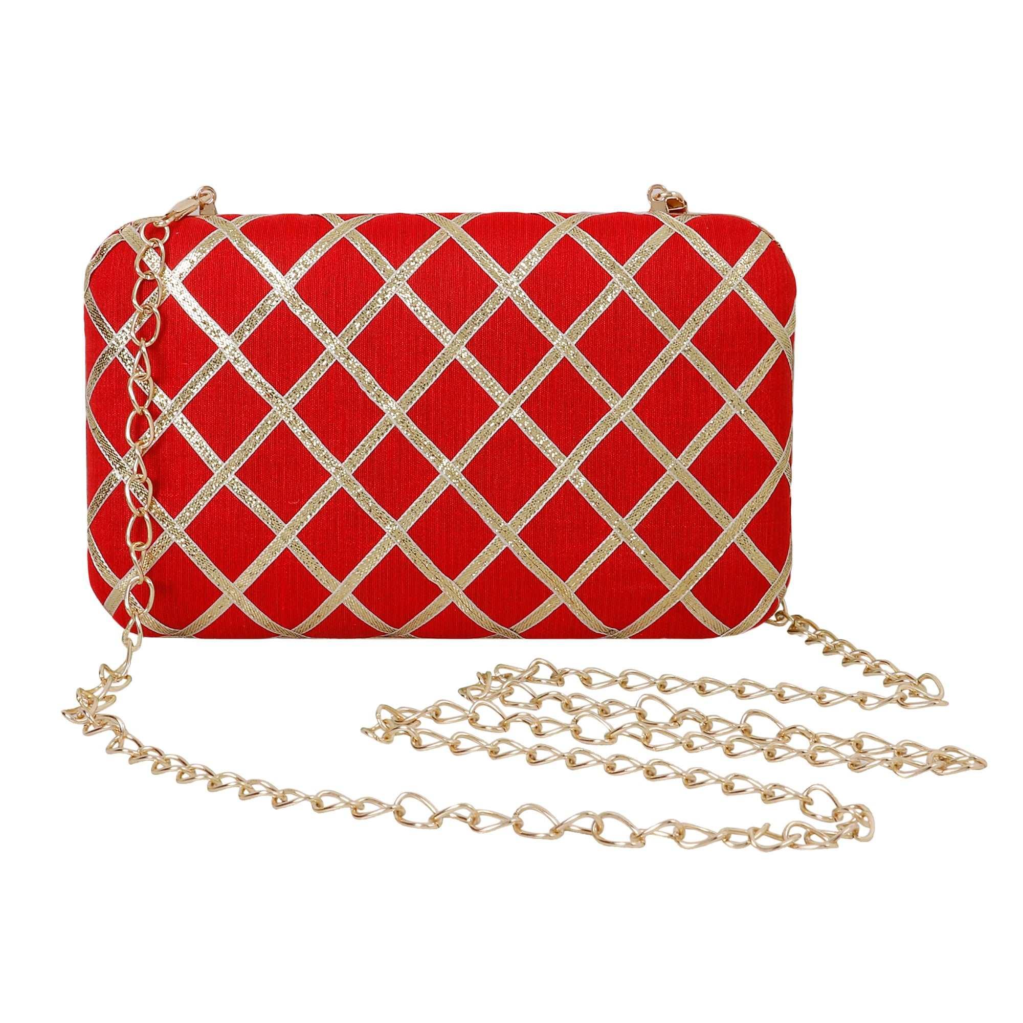 Criss Cross Clutch - Red