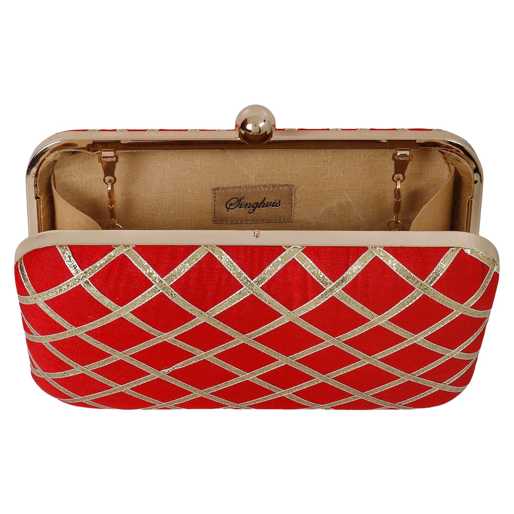 Criss Cross Clutch - Red