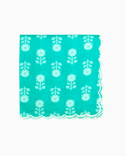 Turquoise Flower Napkin (Set of 6) | Singhvis