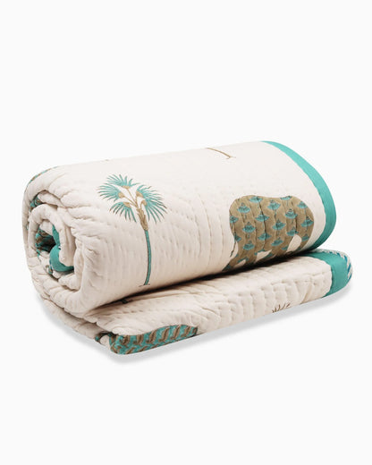 Majestic Elephant &amp; Tree Motif Quilt | Singhvis