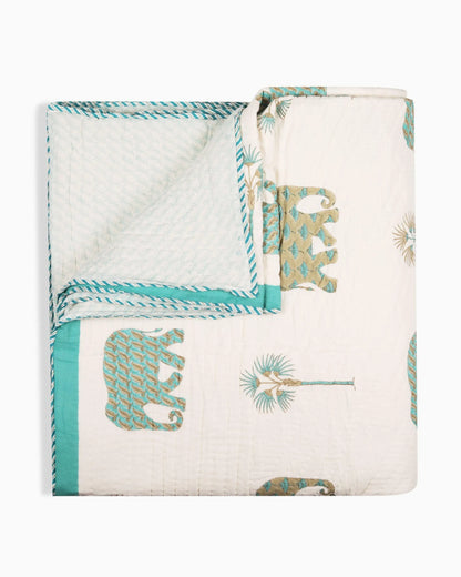 Majestic Elephant &amp; Tree Motif Quilt | Singhvis