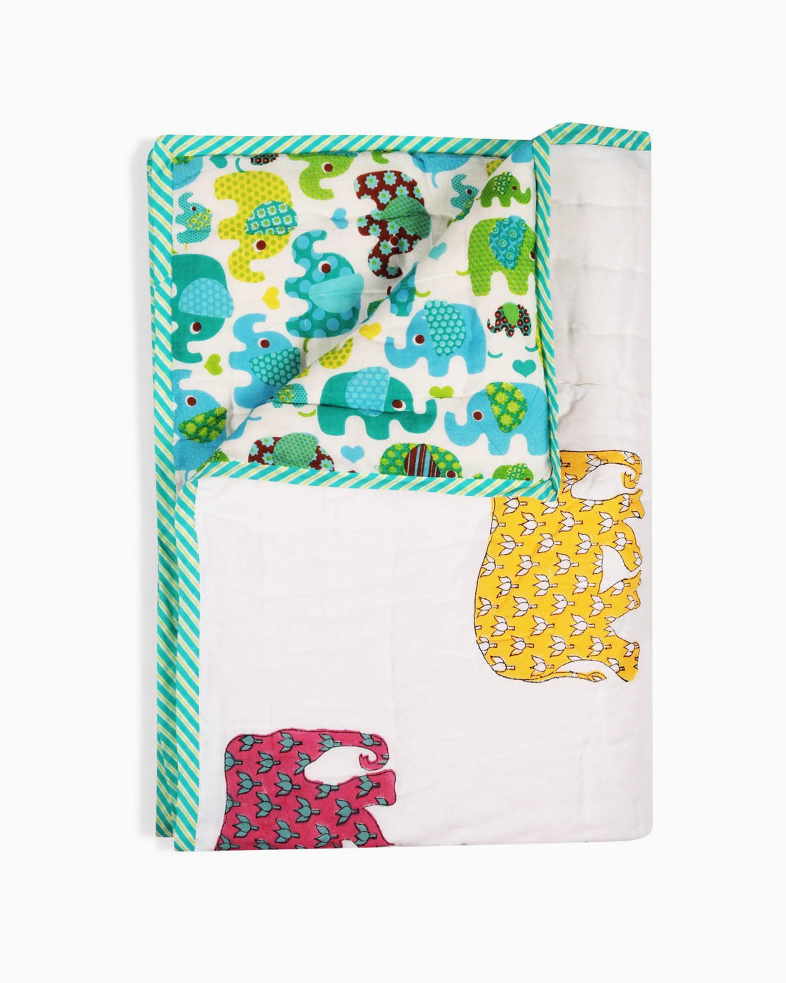 Multicolor Elephant Baby Quilt
