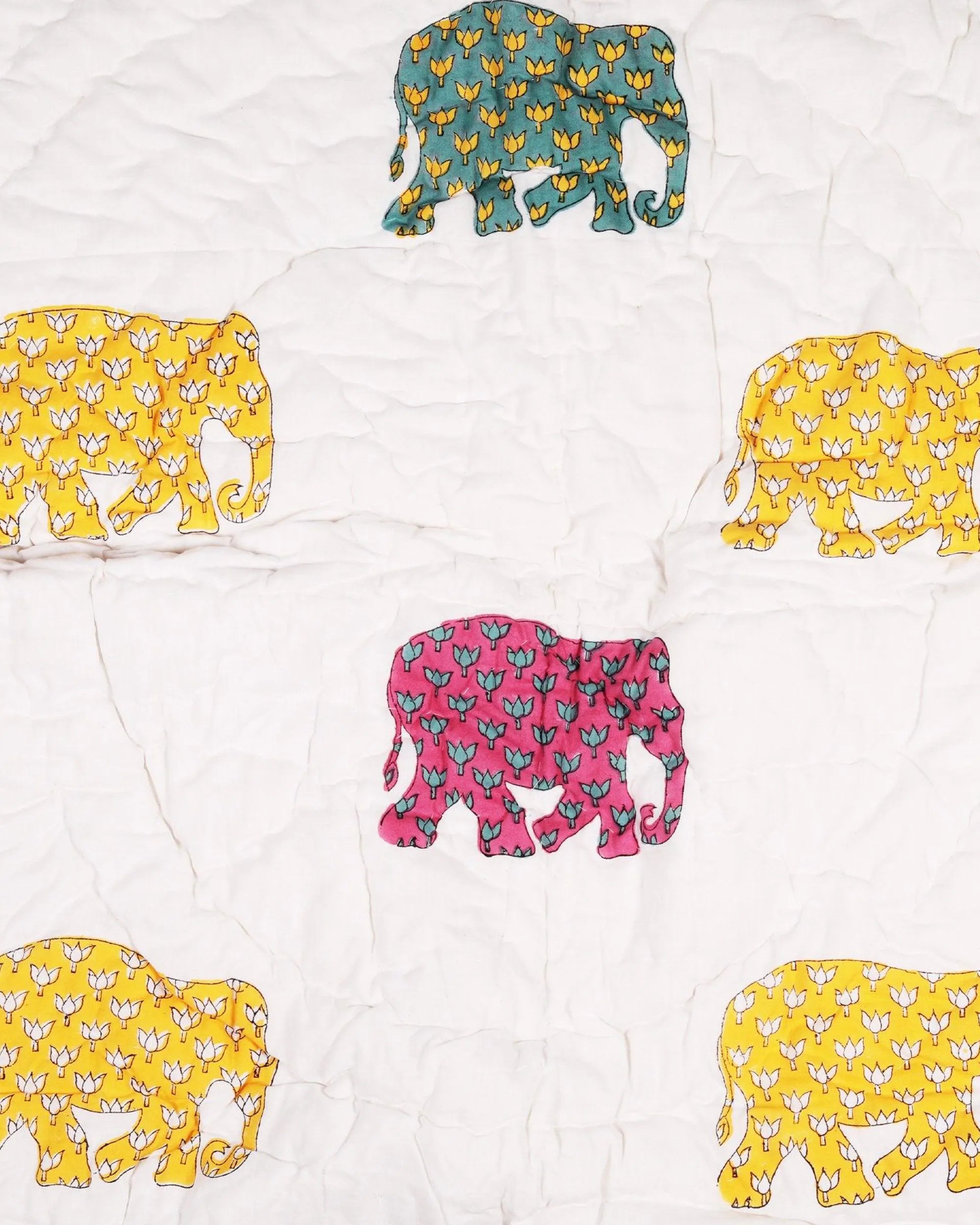 Multicolor Elephant Baby Quilt