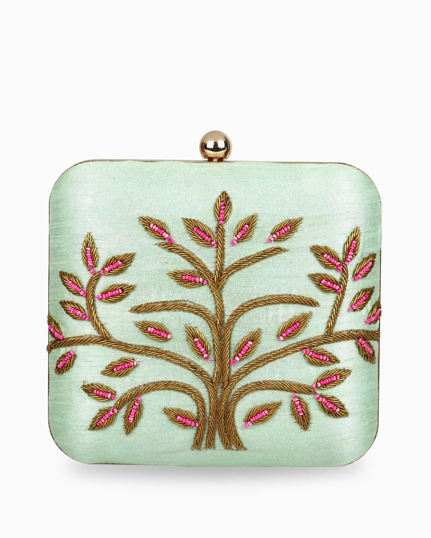 Pink Fall Clutch - Green