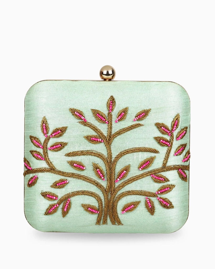Pink Fall Clutch - Green