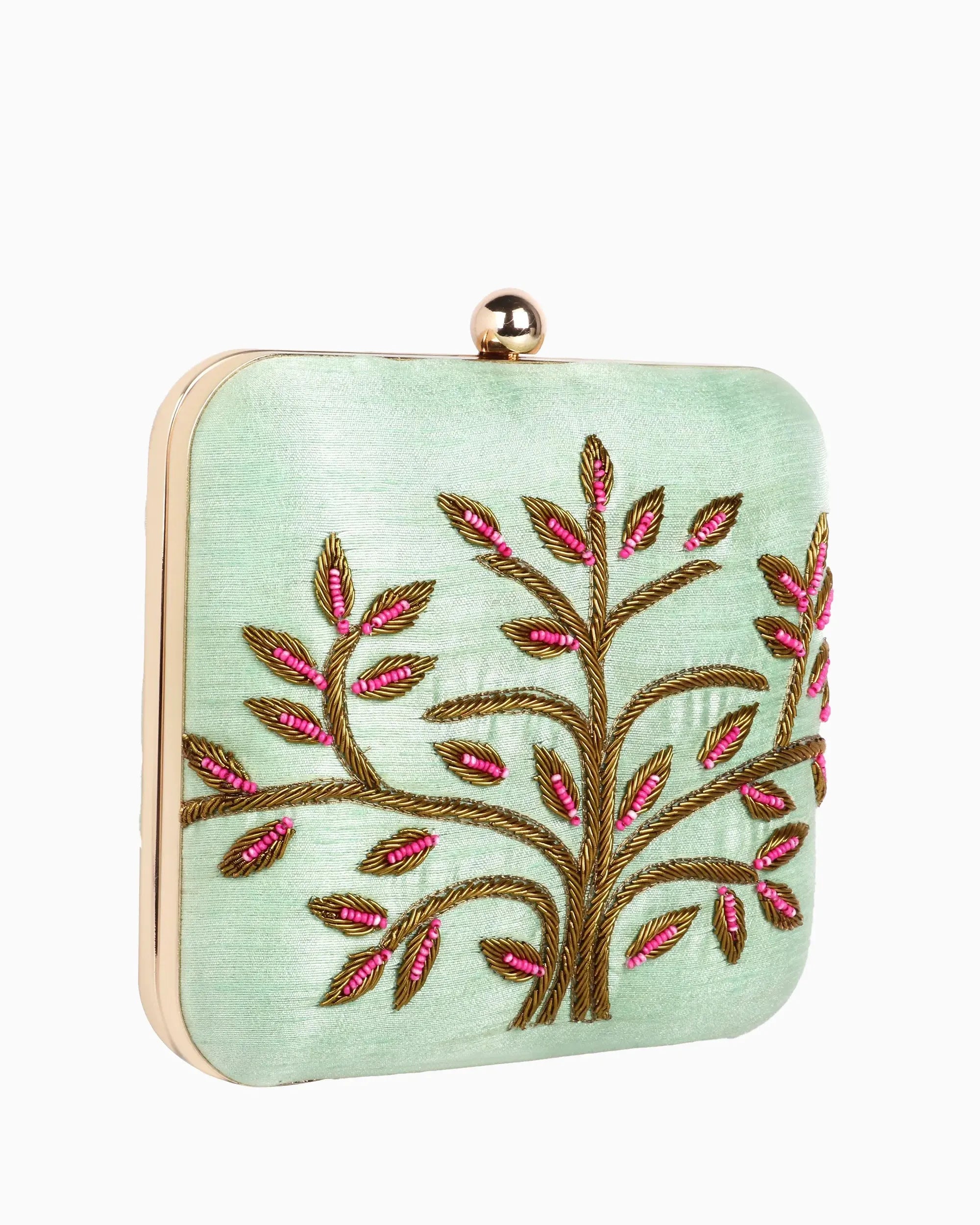 Pink Fall Clutch - Green