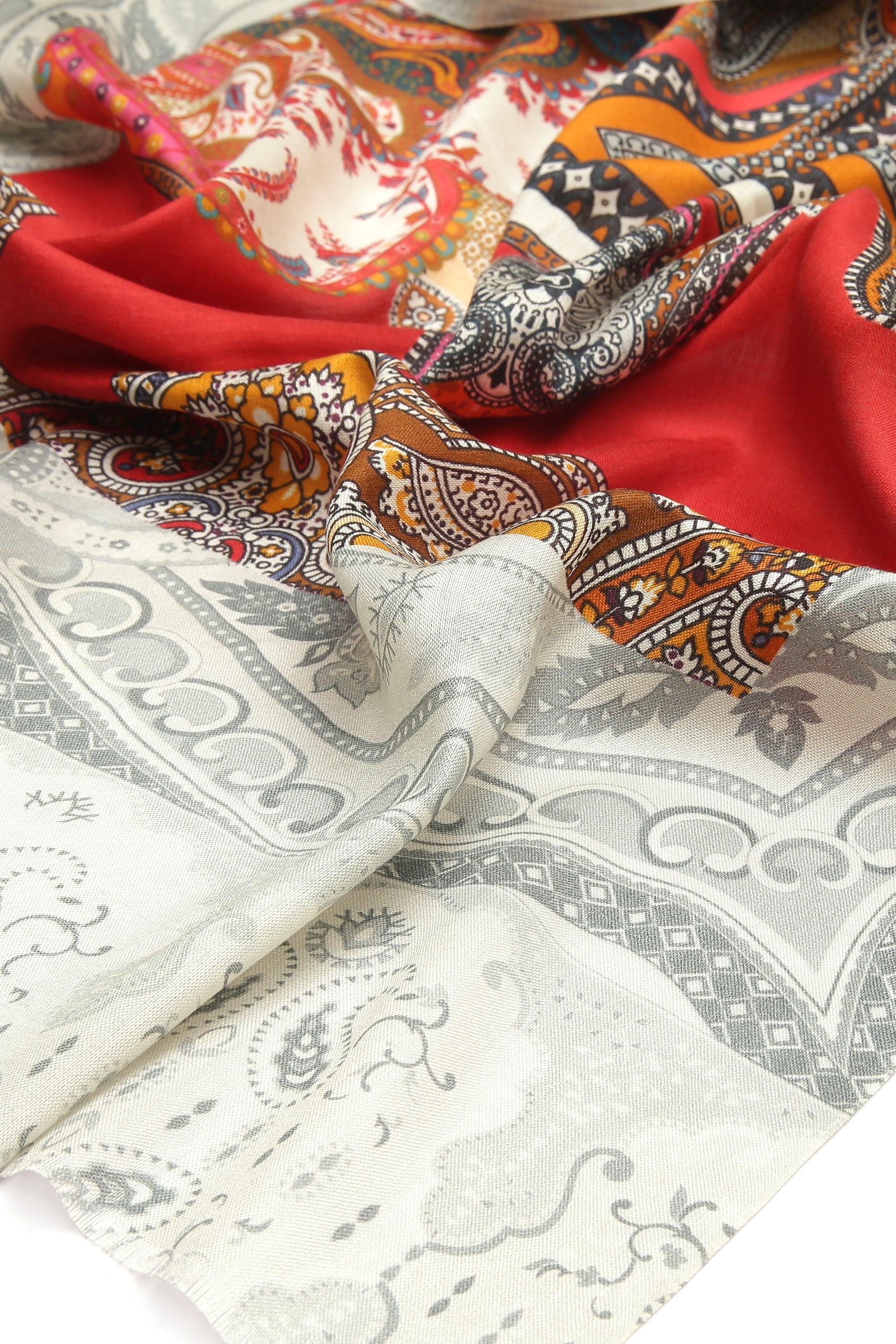 Printed Silk Scarf - SC-SILK-GY01