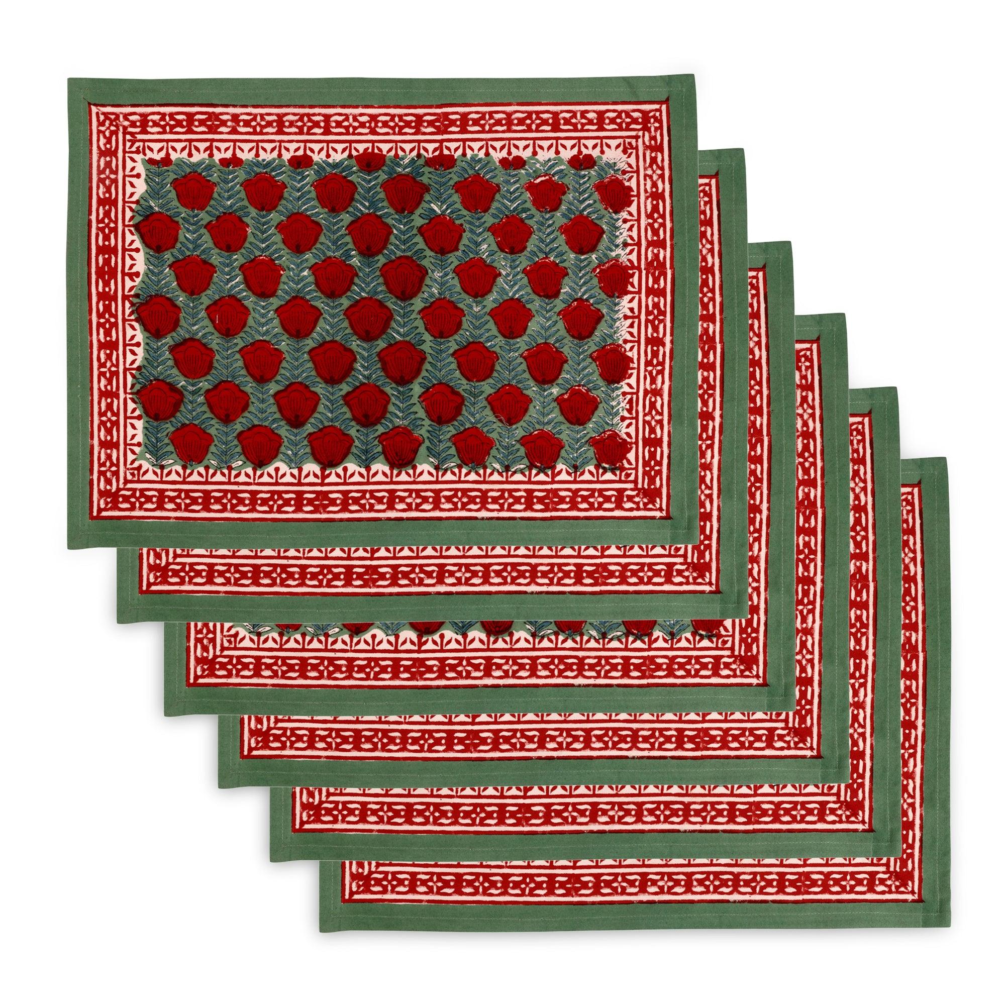 Zinnia Placemats &amp; Napkins (Set of 12) - Singhvis